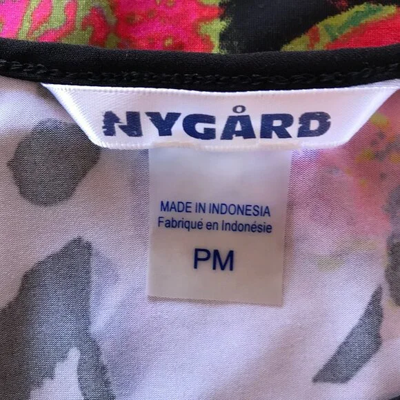 Nygard Faux Wrap Uneven Hem Blouse: Colorful Lightweight Silky Feeling Top M - Picture 3 of 11